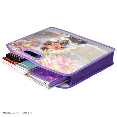 Папка для тетрадей А4 "Блондинка с собачкой" полипропилен, 37*30*11 см, молния, дно с расширением - фото 4