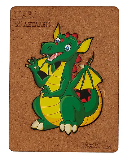 Пазл-копилка "Дракон зеленый", 28х20 см (65 деталей) - фото 1