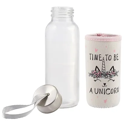 Бутылка в чехле с цветом Кошечка-единорог (стекло) (300мл) - фото 2