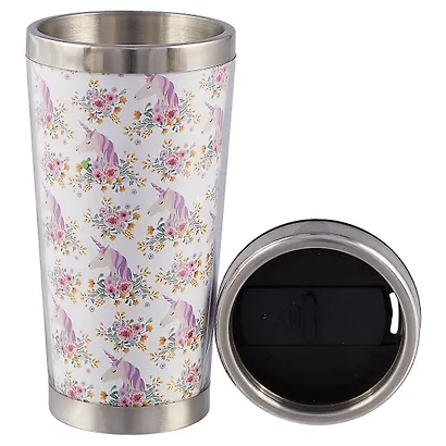 Термостакан Единороги и цветы (пластик) (400мл) - фото 2