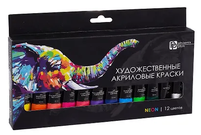 Краски акриловые 12 цветов, 12 мл, неоновые цвета - фото 3