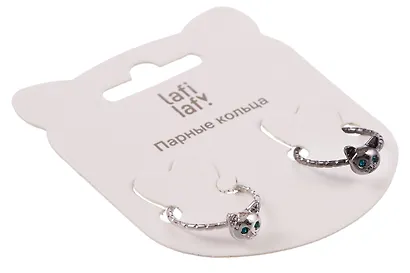 Набор парных колечек Мордочки котиков (2шт) (металл) (12-ring-20507-PR4) (Lafilaf) - фото 2