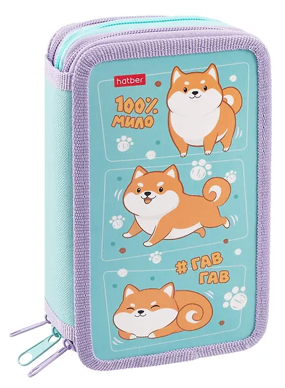 Пенал 3 отделения "Озорной хвостик" 19*11 см - фото 1