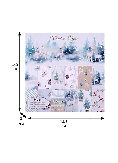Бумага для скрапбукинга «Winter time», 12 листов, 15,2х15,2 см, двусторонняя, 12 дизайнов - фото 2