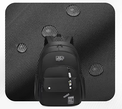 Рюкзак черный "Sun Eight" 47*32*15,5см, 3 отделения, 3 кармана, с брелоком - фото 3