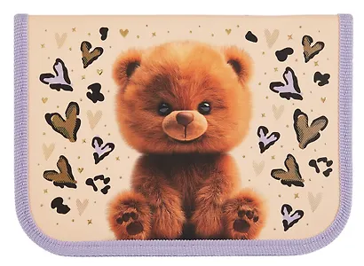 Пенал 1 отделение "Пушистый мишка" 19*13 см, молния - фото 4