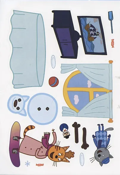 Развивающая книжка с многоразовыми наклейками и стикер-постером № МНСП 2005 "Три Кота. Игры круглый год" - фото 2