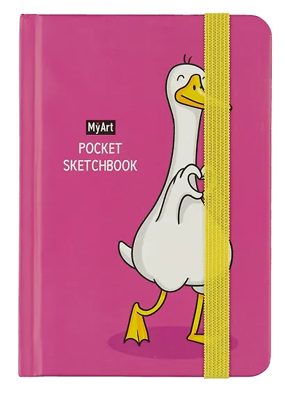 Скетчбук А6 48л "Pocket Скетчбук. Гусь" белый офсет, резинка, тв.обложка - фото 1