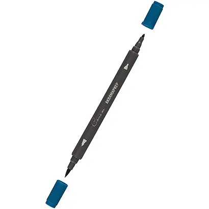 Маркер акварельный "Сонет", двухсторон., кисть и тонкий наконечник, синий индиго, сонет - фото 2