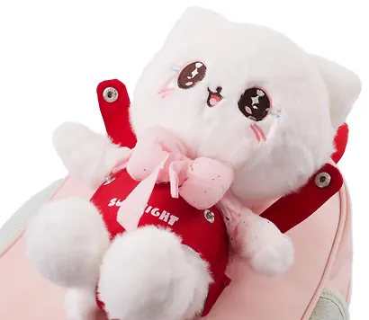 Рюкзак детский Cat "Sun Eight" 30,5*23,5*12,5см, розовый, 1 отделение, 2 кармана, с игрушкой - фото 6