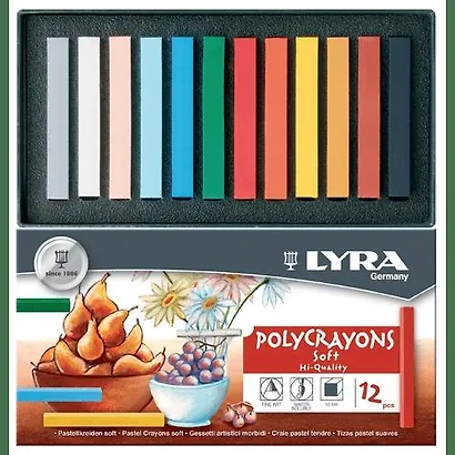Набор сухой пастели 12 шт LYRA POLYCRAYONS SOFT в картонной коробке L5651120 - фото 1