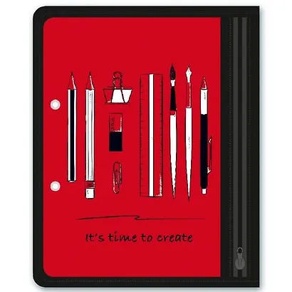 Папка для канцелярских принадлежностей А5 (25,5*20,5) Феникс+ Канцелярия на красном, 1отд., пластик - фото 1