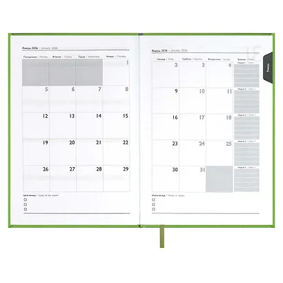 Ежедневник дат. 2026г. А5 176л "Наппа" салатовый, кожзам, тв.переплет, обл.поролон, блинт.тиснение, офсет, справ.мат-лы, ляссе, инд.уп - фото 9