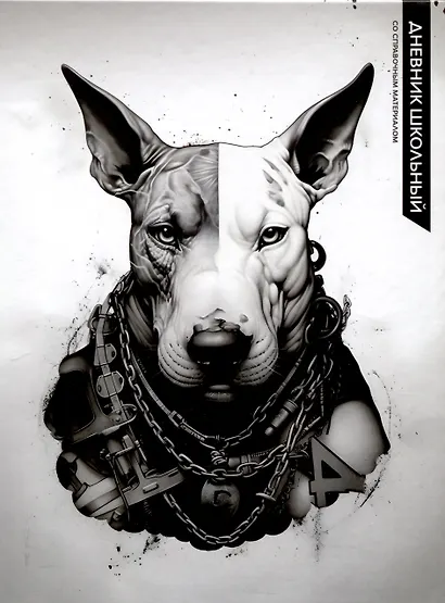 Дневник шк. "Бультерьер" тв.переплет, выб. УФ-лак, мат.ламинация, пантон, универс.шпаргалка - фото 1