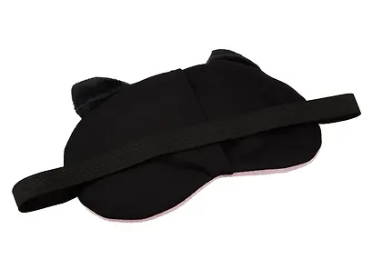 Маска для сна Кот с объемными глазами (плюш) (пакет) розовая - фото 4