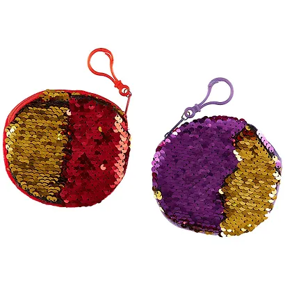 Кошелек с пайетками на молнии круглый (10см) (текстиль) - фото 4