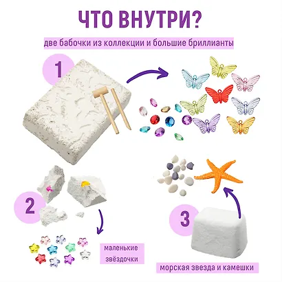 Набор для проведения раскопок 3 в 1 "Волшебный мир" - фото 3