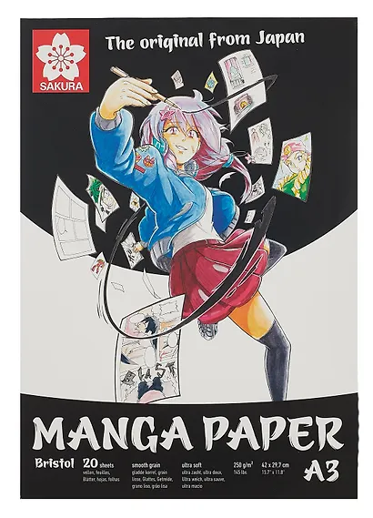 Скетчбук А3 20л "Manga" 250г/м2, гладкое зерно - фото 1