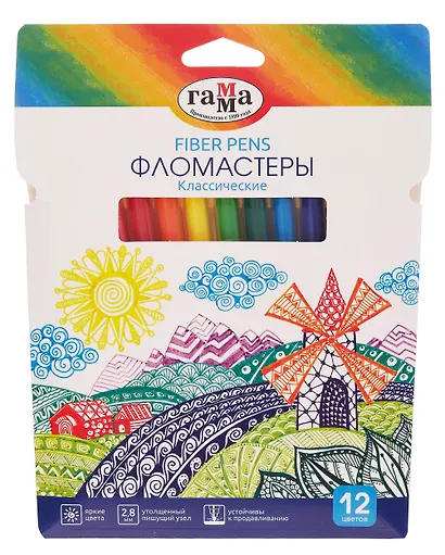 Фломастеры 12 цветов "Классические", Гамма - фото 1