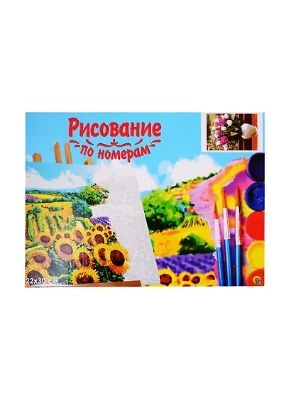 Набор д/творчества Рыжий кот Холст с красками 22х30см по номерам Нежный букет на окне HS413 - фото 2