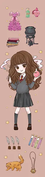 Гермиона Грейнджер. Закладка с резинкой. Коллекция «Cute kids» - фото 4