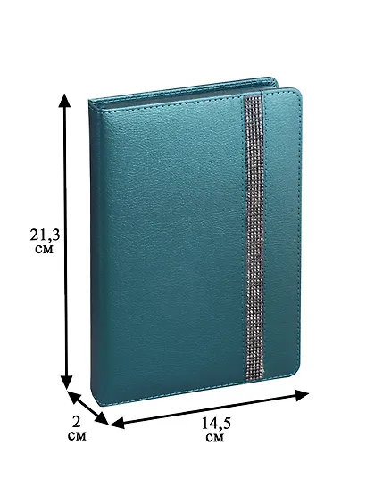 Ежедневник недат. А5 160л "Напп" зеленовато-голубой металлик, кожзам, тв.переплет, обл.поролон, тонир.блок, на резинке из страз, ляссе, Escalada - фото 2