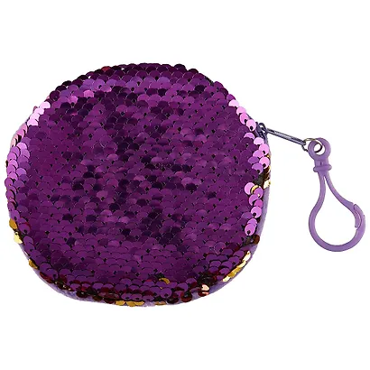 Кошелек с пайетками на молнии круглый (10см) (текстиль) - фото 2