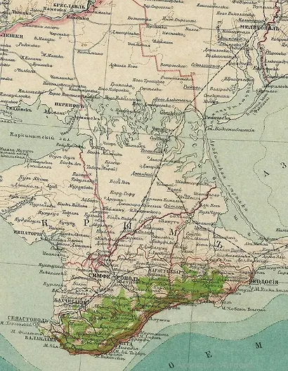 Карта-ретро Таврической губернии, состояние на 1901 г., в картонном тубусе с подвесом - фото 2