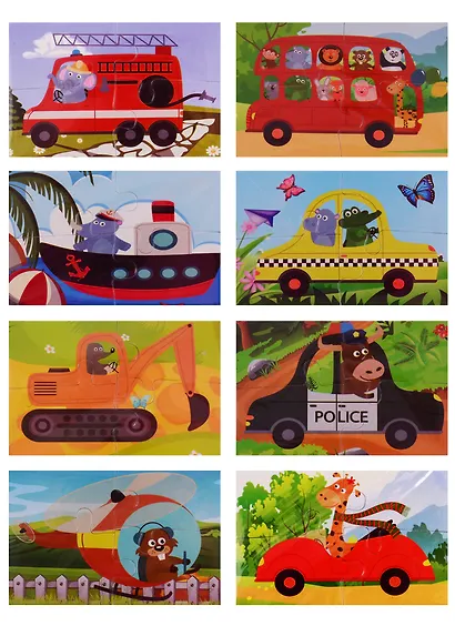 Пазлы магнитные мал. Транспорт, 4 детали, микс из 8 видов - фото 2