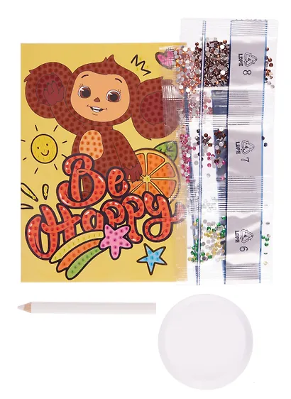 Чебурашка. Алмазная открытка. Be happy, Чебурашка - фото 2