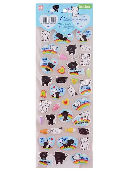 Наклейки зефирные PSX-020,-030 коты - фото 2