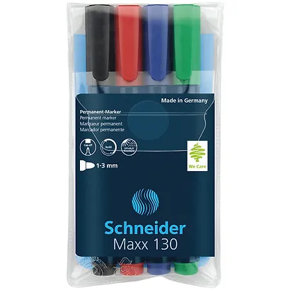 Маркеры перманентные Schneider, Maxx 130, 4 цвета 1 мм - фото 6