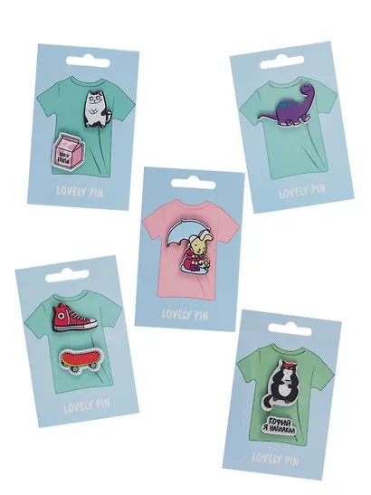 Набор акриловых значков (5шт) (Значок Динозаврик Значок Зайка с зонтиком Набор значков Котейка Набор значков Кофий наплакал Набор значков Модный) (акрил) (упаковка) - фото 7