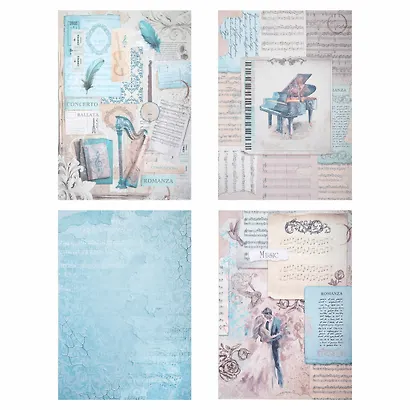 Бумага для скрапбукинга 15х21 см "Нотная Гамма", двусторонняя, 12 листов, 240 г/м2 - фото 5