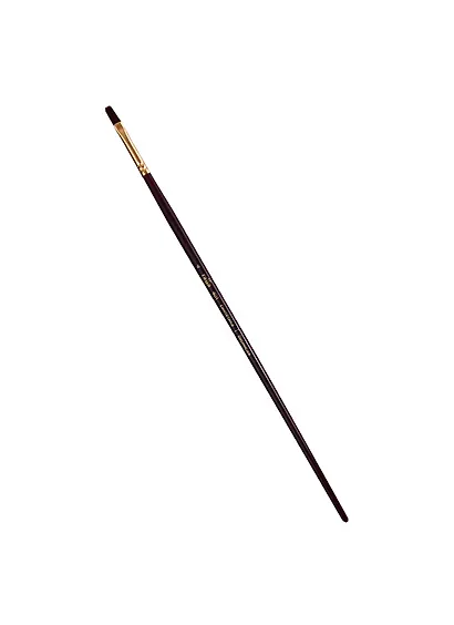 Кисть художественная Вернисаж, синтетика бордовая, плоскоовальная, длинная ручка №4, Гамма - фото 1