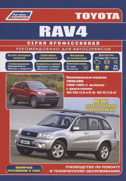 Toyota RAV4. Праворульные модели 2WD&4WD c 2000-2005 гг. выпуска с двигателями 1AZ-FSE (2,0 л D-4), 1ЯЯ-АУ (1,8 л) - фото 1