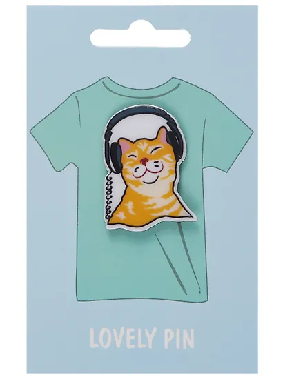 Набор акриловых значков (5шт) (Значок Корги в космосе Значок Котик Значок Авокадо Кот Значок Динозаврик (голубой) Значок Меломан) (акрил) (упаковка) - фото 8