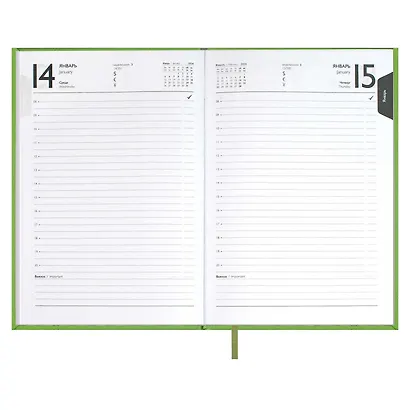 Ежедневник дат. 2026г. А5 176л "Наппа" салатовый, кожзам, тв.переплет, обл.поролон, блинт.тиснение, офсет, справ.мат-лы, ляссе, инд.уп - фото 10