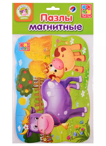 Пазлы на магните Vladi Toys Мои первые игры Коровка - фото 1