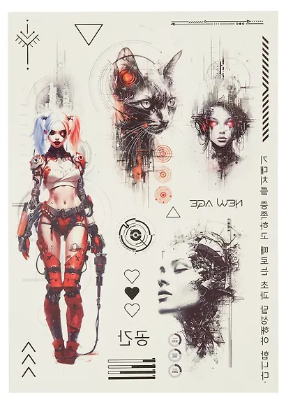 Набор наклеек-тату 5 листов, 210х148 (Киберпанк) - фото 3