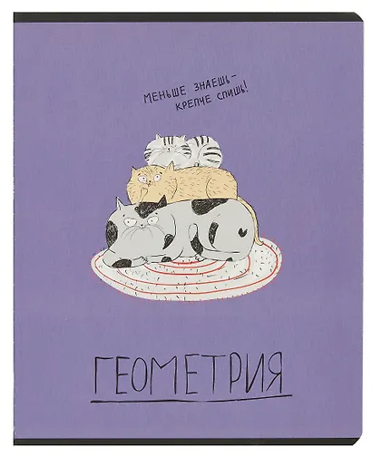 Тетрадь предметная в клетку Феникс+, "Любознательные коты. Геометрия", 48 листов - фото 1