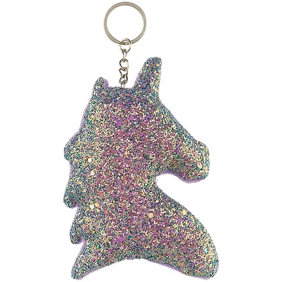 Брелок с блестками Голова единорога (текстиль) - фото 1