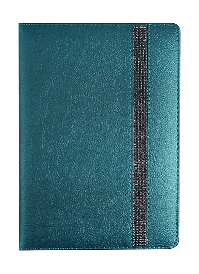 Ежедневник недат. А5 160л "Напп" зеленовато-голубой металлик, кожзам, тв.переплет, обл.поролон, тонир.блок, на резинке из страз, ляссе, Escalada - фото 1