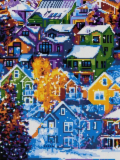 Алмазная мозаика "Зимняя Норвегия", 30х40 см - фото 1