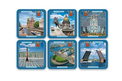 Набор подставок под горячее 6шт Санкт-Петербург (синий) - фото 1