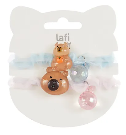 Набор резиночек Капибара мордочка (2шт) (пластик) (12-03916-B90) (Lafilaf) - фото 4