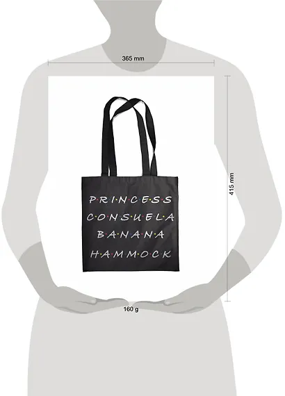 Сумка-шоппер. Friends. Princess Consuela Banana-Hammock (черная, 38х42 см, длина ручек 58 см) - фото 8