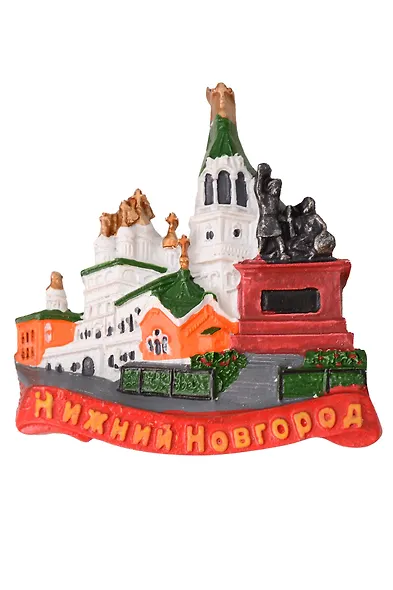 Магнит Коллаж Храм с памятником (Нижний Новгород) (керамика) (022-04U-76-1) - фото 1