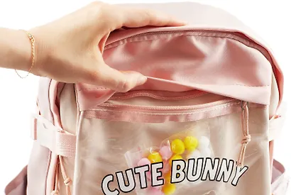 Рюкзак "Зайка" 42*27*15 см, сиренево-розовый, с игрушкой - фото 11