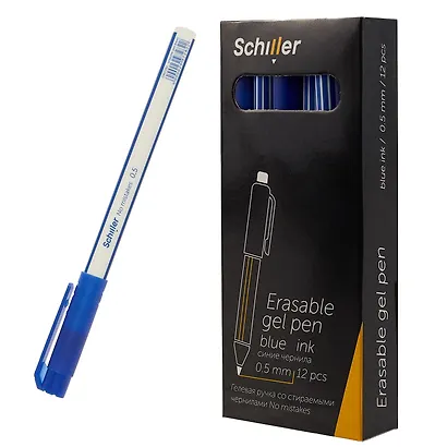 Ручки гелевые пиши-стирай синие 12 штук "No mistakes" 0,5 мм, Schiller - фото 6